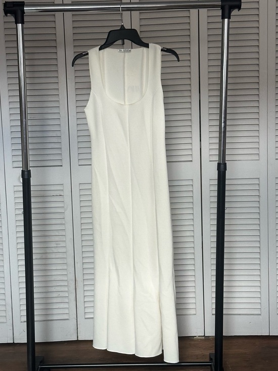Zara Dresses & Skirts - Zara White Midi Scoop Neck Tank Dress